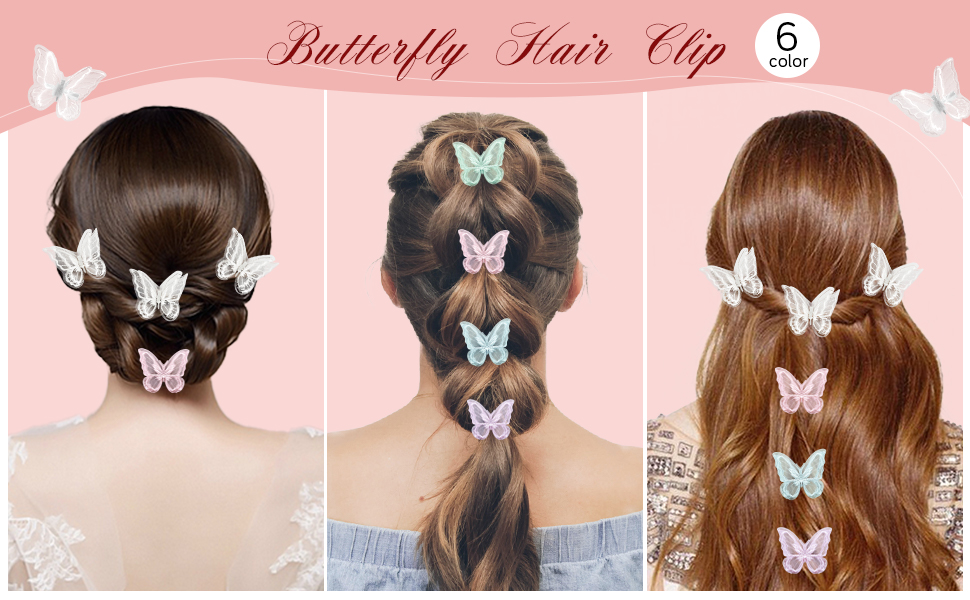White Butterfly Hair Clips For Women,Embroidery Lace