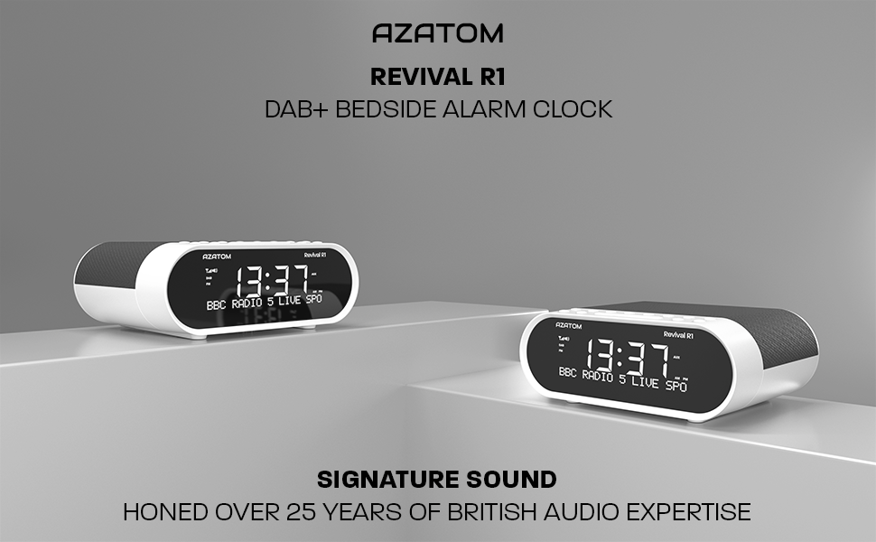 AZATOM Revival DAB+ DAB Digital FM Radio, Dual Alarm Clock, Wireless
