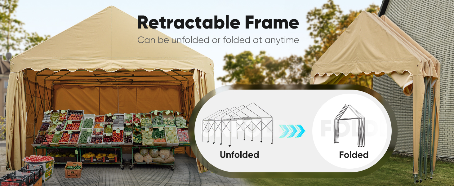 Foldable carport with wheels and windows