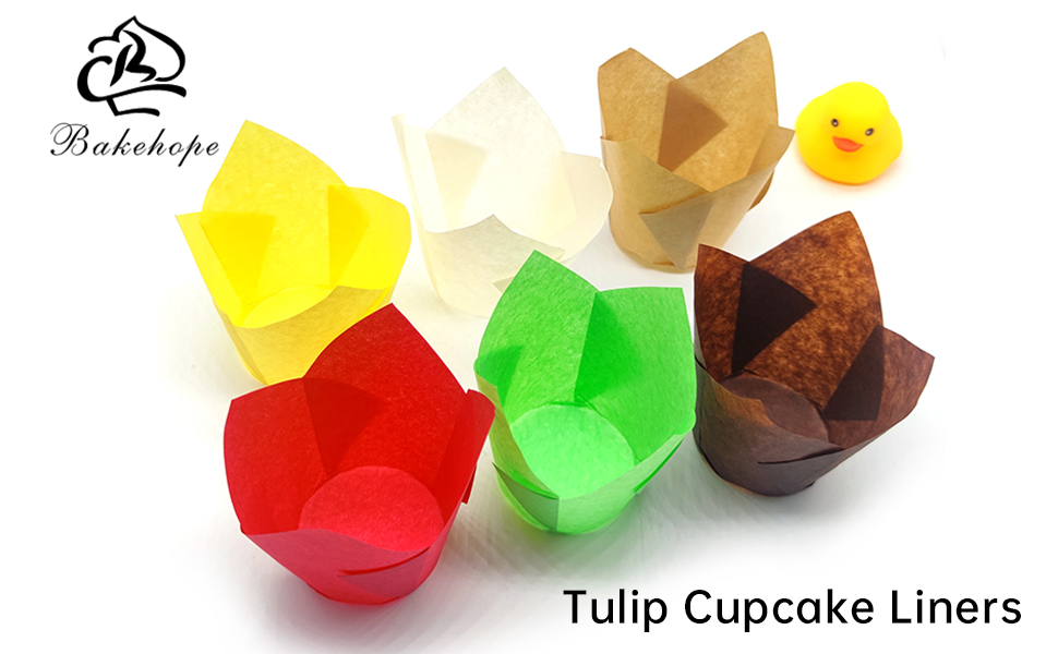 Bakehope Standard Tulip Baking Cups, Unbleached Greaseproof