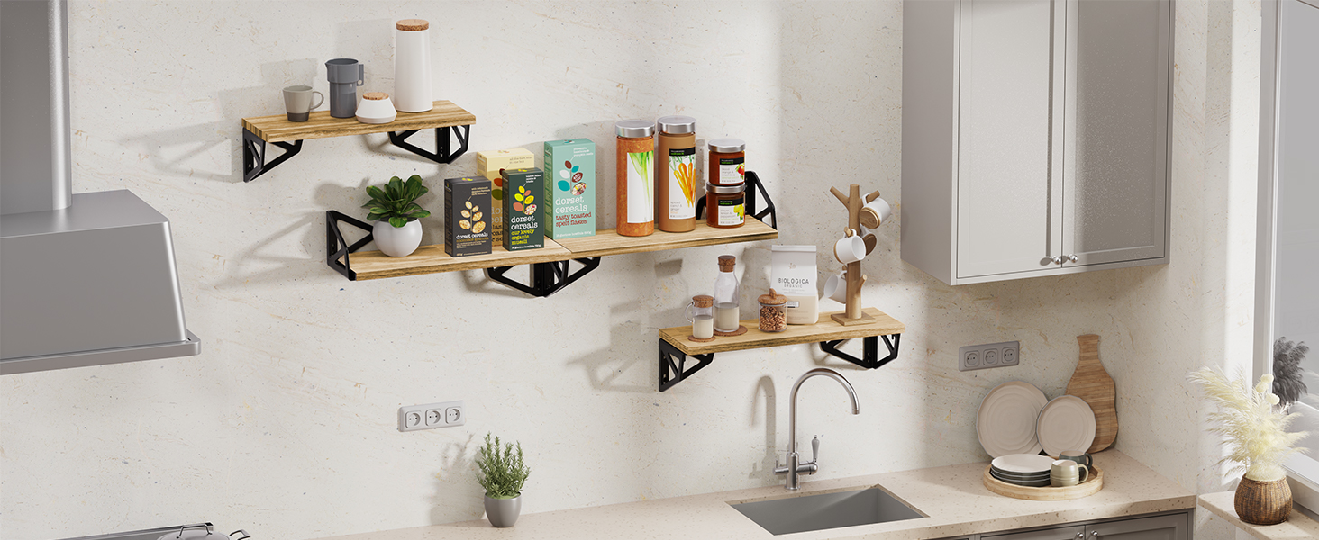 Amada Floating Shelves Set of 4, Wall Bookshelf for Living