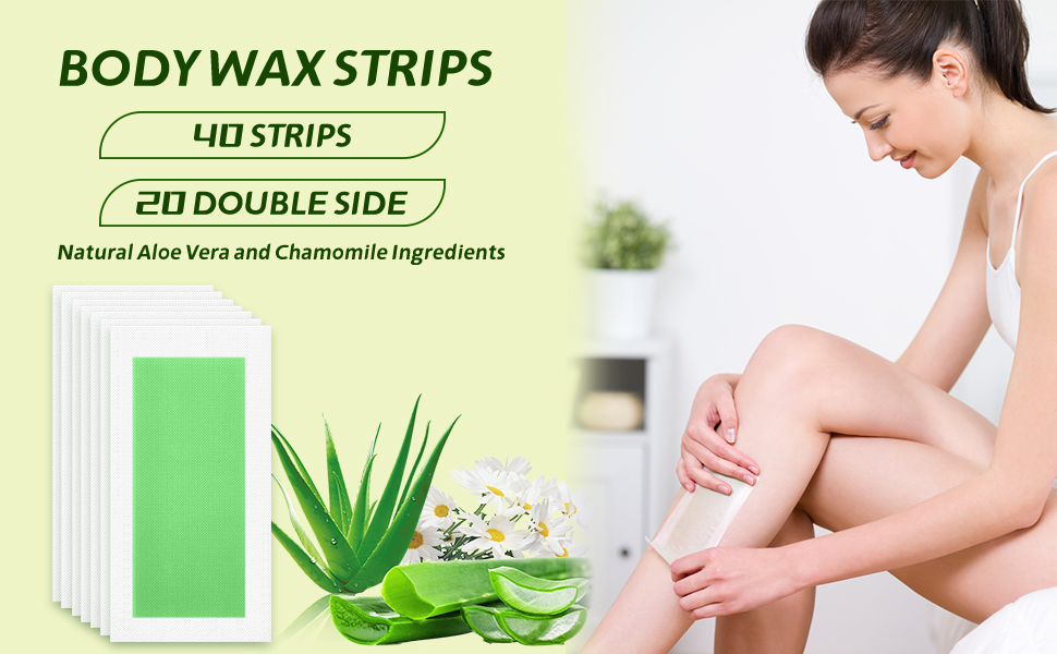 Zezzio Body Waxing Strips Wax Strips for Hair Removal 40