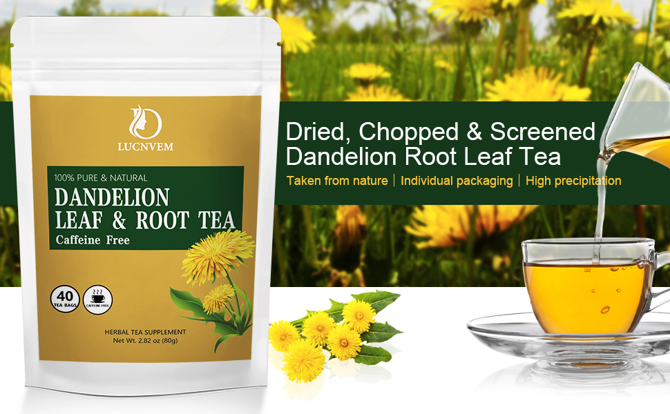 LUCNVEM Natural Dandelion Leaf & Root Tea Natural Herbal Tea, Supports Kidney