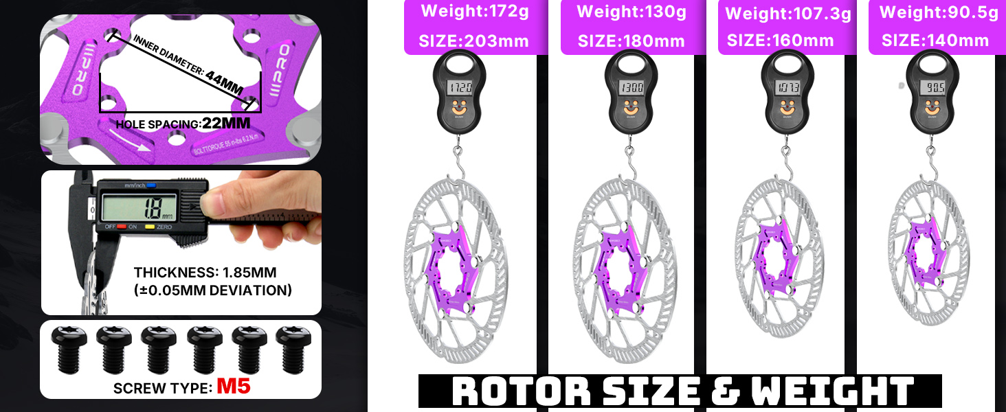 ROTOR  SIZE and WEIGHT