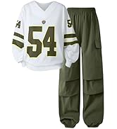 SweatyRocks Girl's 2 Piece Outfits Jersey Y2K Baggy Shirts Graphic Sweatshirt and Cargo Pants Set