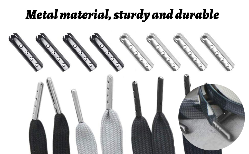 Suxgumoe Shoelace Tip Head, 60 Pieces Metal Replacement Ends Aglet Tips