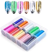 10 Sheets Holographic Nail Art Foil Transfer Stickers - Metallic Color Print Nail Decals 3D Self-...