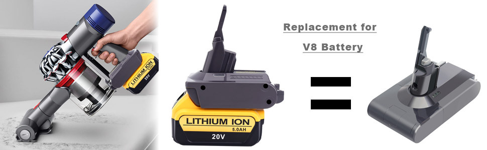 This V8 battery adapter DW20V8 is replacement for V8 Battery SV10 215681 967834-05