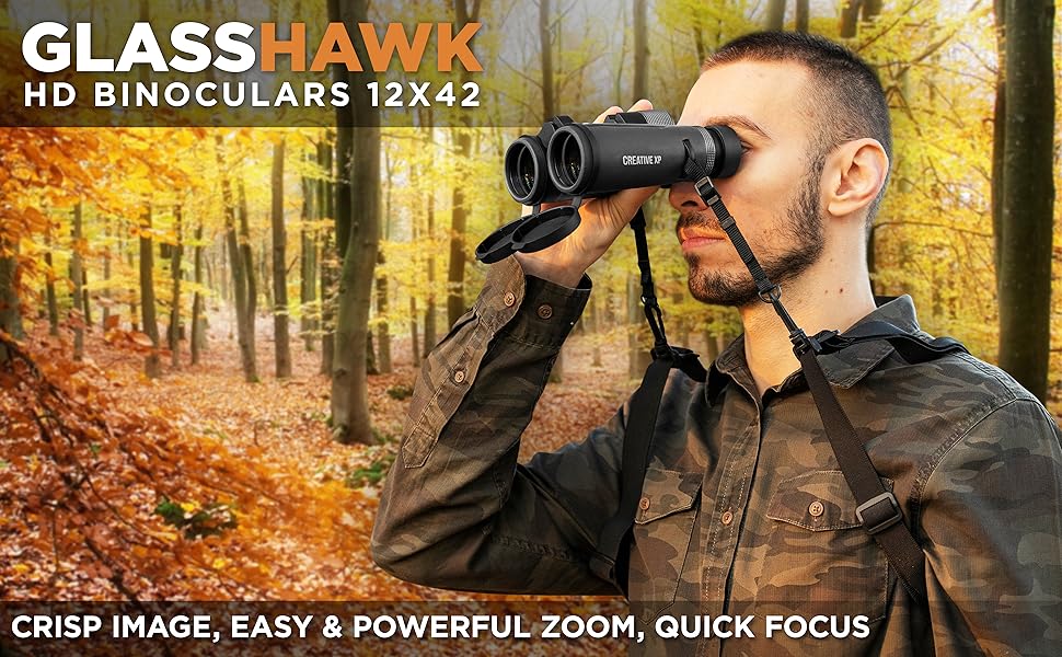 CREATIVE XP Binoculars for Adults 12x42 Compact Tactical