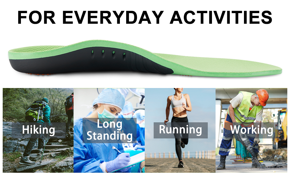 Plantar Fasciitis Relief Insoles (220+lbs) Arch Support