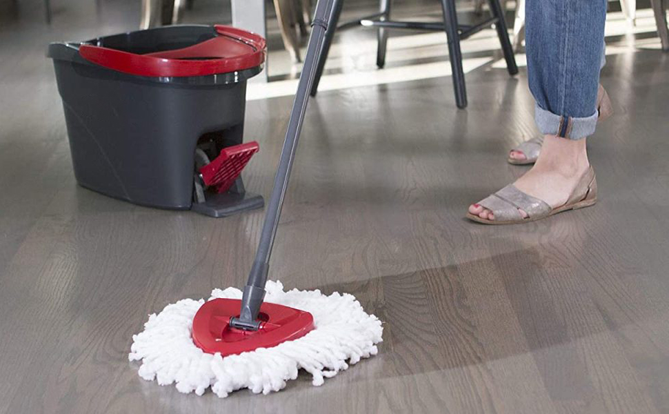 4 Pack Spin Mop Replacement Head with 1 Rotating Mop Base, EasyWring