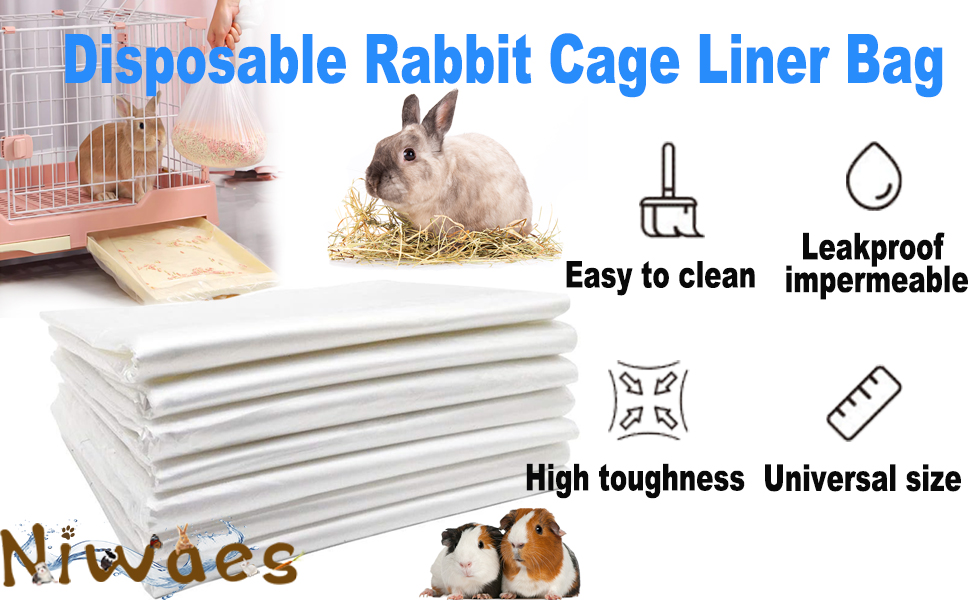 Niwaes 100 Pcs Disposable Rabbit Cage Liner, 35'' X 27