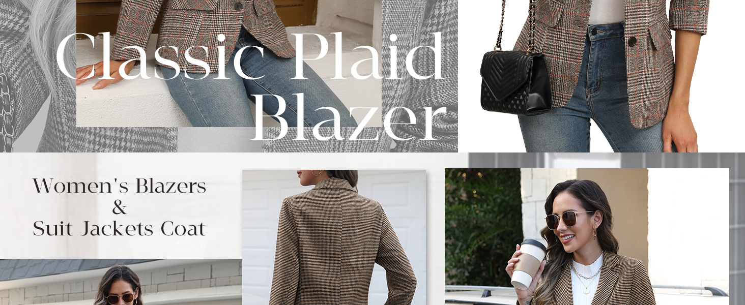women plaid blazer
