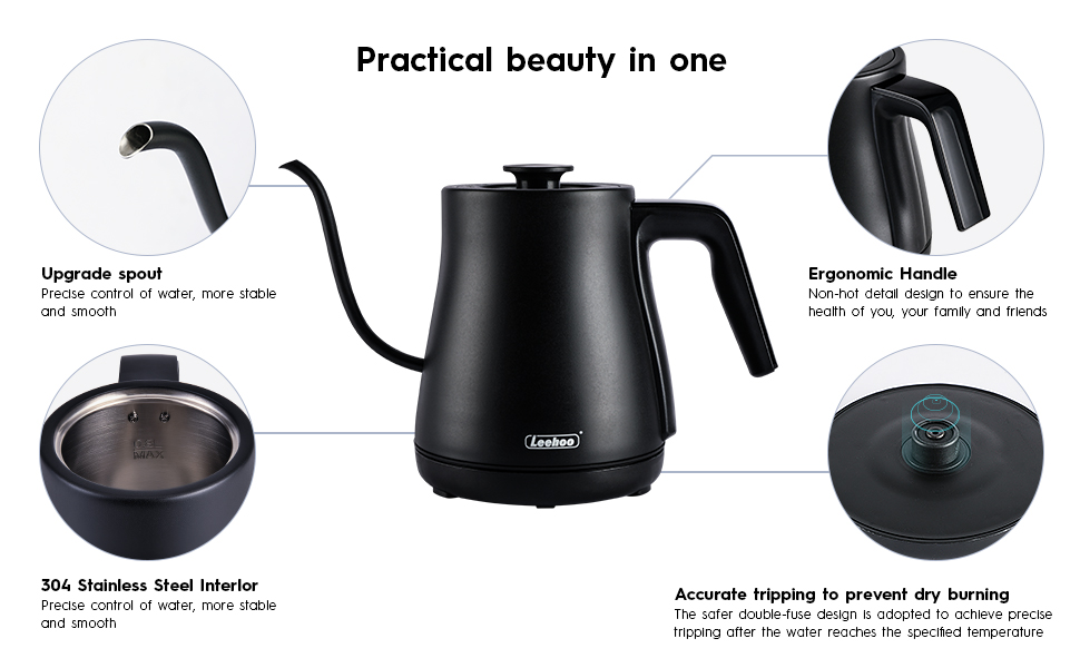 Leehoo Electric Gooseneck Kettle with Temperature Control,LED Touch