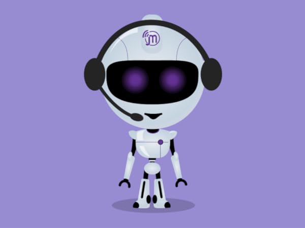 A robot wearing a headset.