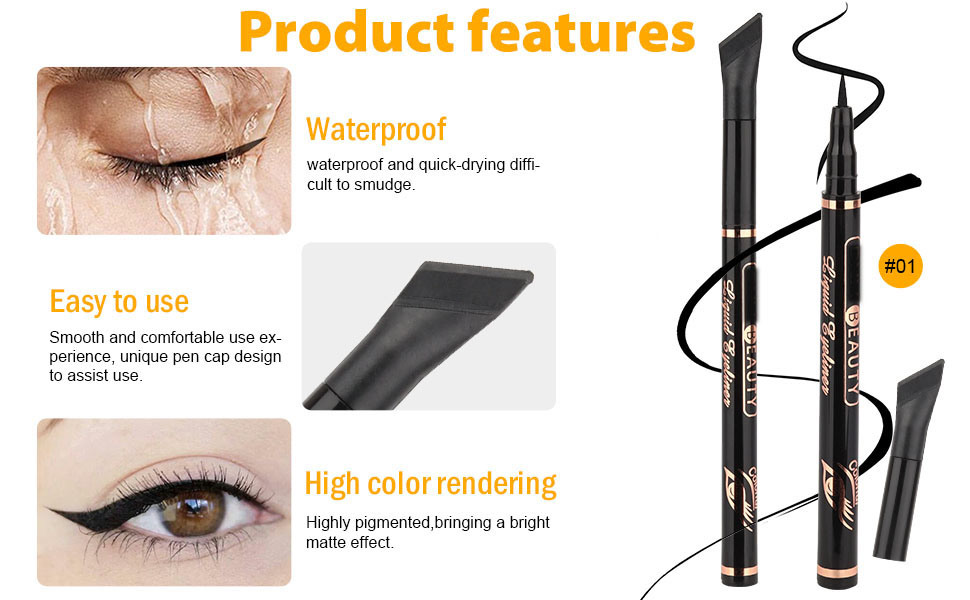 6 Pcs Eyeliner, Black Blue Violet Nordic Purple White Red Brown Liquid Wing Stamp Eye Pencil Makeup Color for Woman 4 Eyeliner, Black Blue Violet Nordic Purple White Red Brown Liquid Wing Stamp Eye Pencil Makeup Color