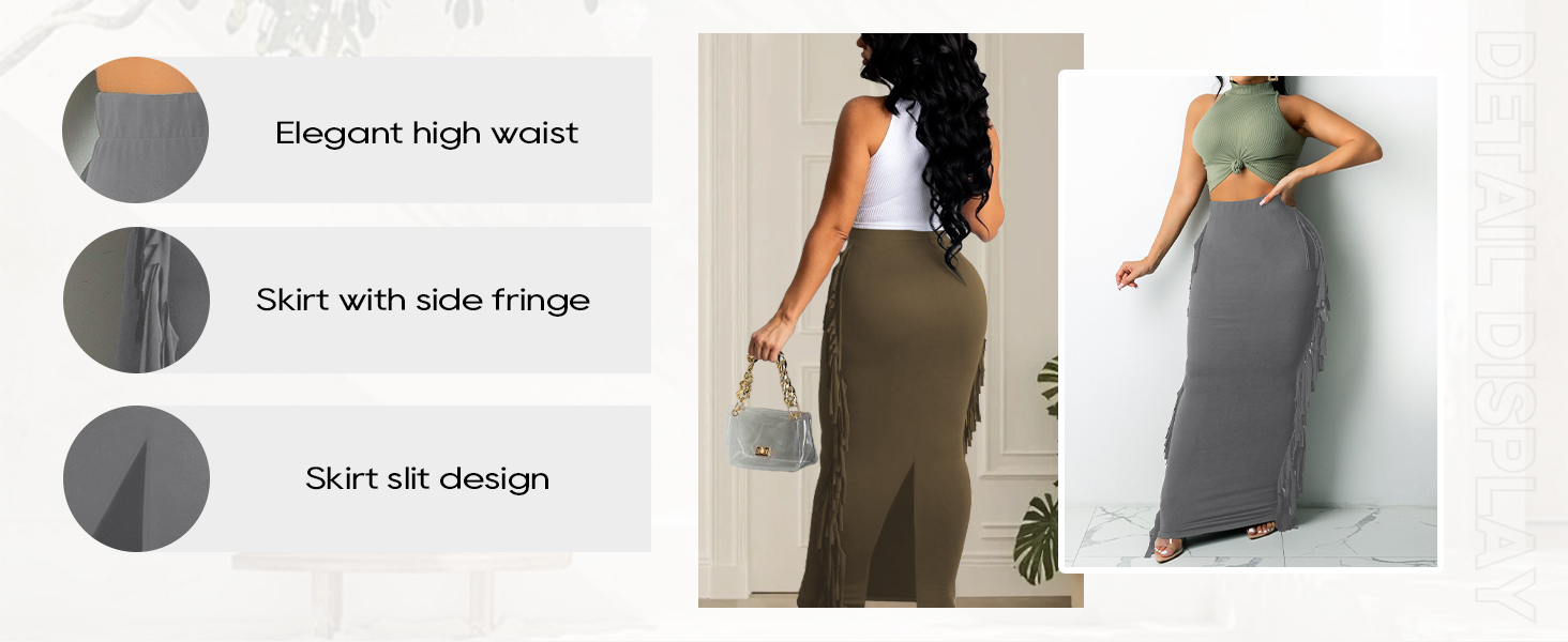 Elegant high waist midi skirt 