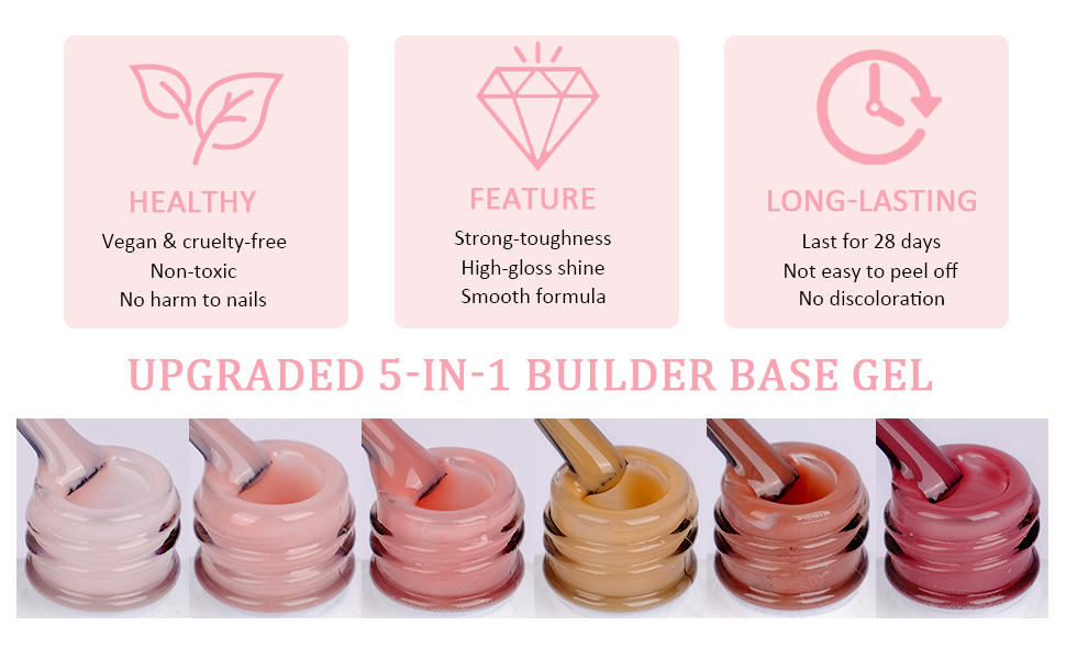 Saviland 5-in-1 Builder Base Gel Set - Builder Nail Extension Gel
