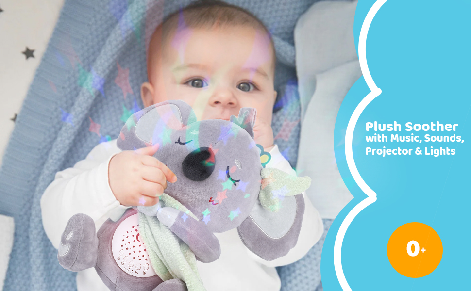 Baby Soother, Portable Sound Machine Baby with Projector, Night Light, 15 Lullabies