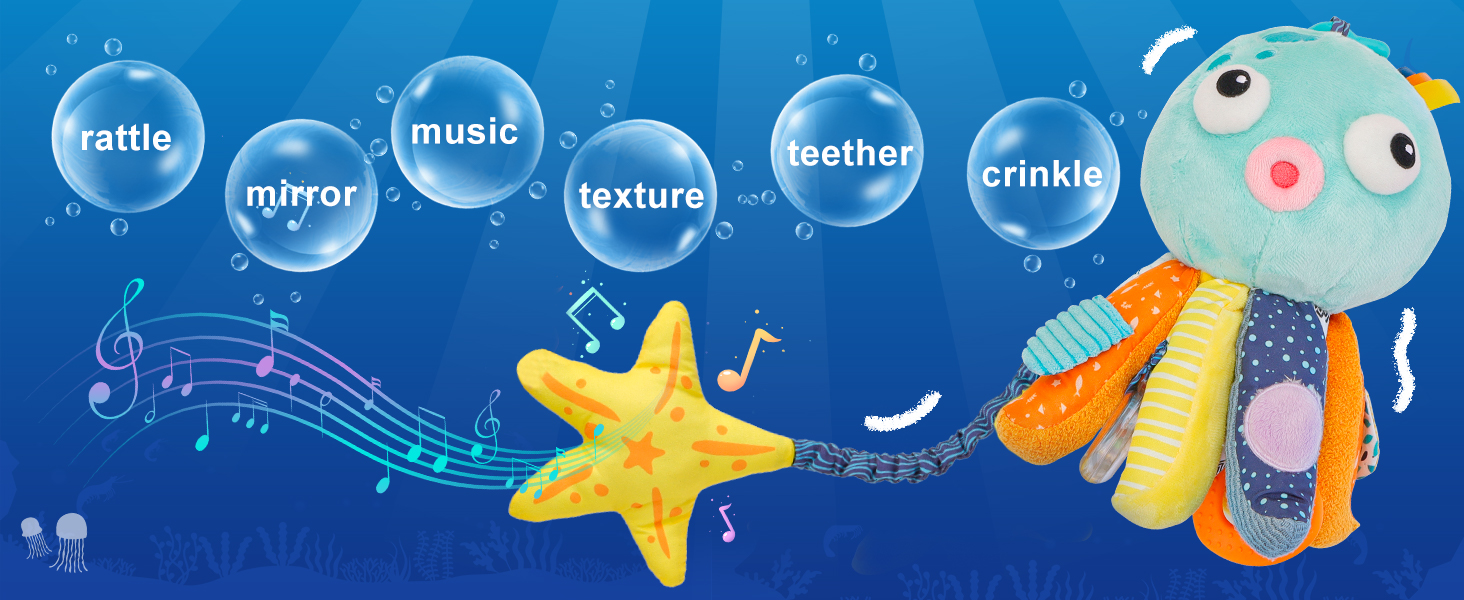 PROACC Sirecal Baby Plush Musical Toy, Clip on Pram and Pushchair