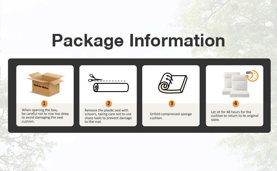 Outdoor cushion package - opening and recovery guide