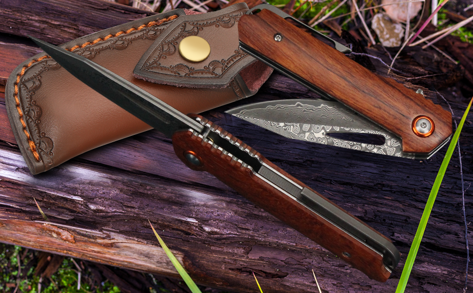 Benkey Damascus Folding Knife, Sharp VG10 Core Damascus