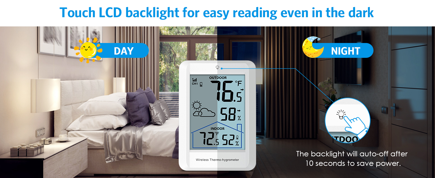AMIR Indoor Outdoor Thermometer Wireless Weather Stations, Accurate