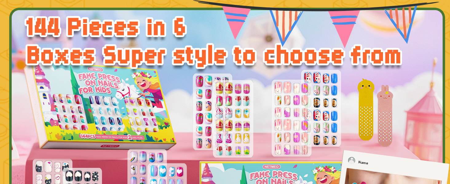 Kids press-on nails Kids False Nail for Girls Gift Children's fake nails Kids nail stickers