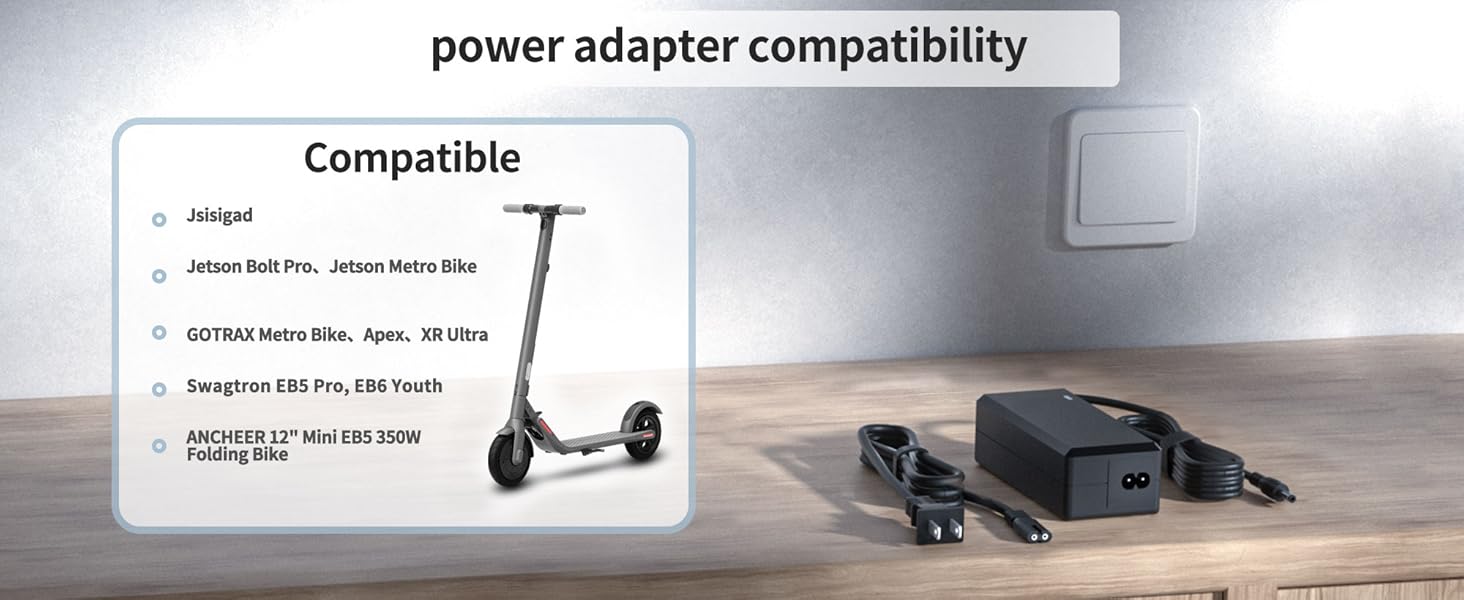 VHBW 42V 2A for Jetson Electric Bike Charger Compatible with Jetson