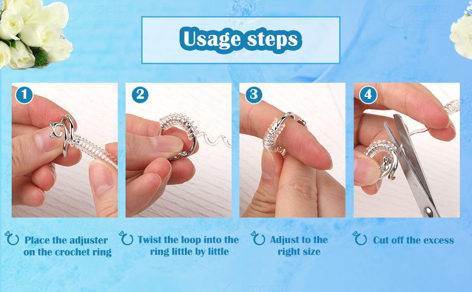 FOUSNOW 4 Pcs Adjustable Crochet Ring, Crochet Tension