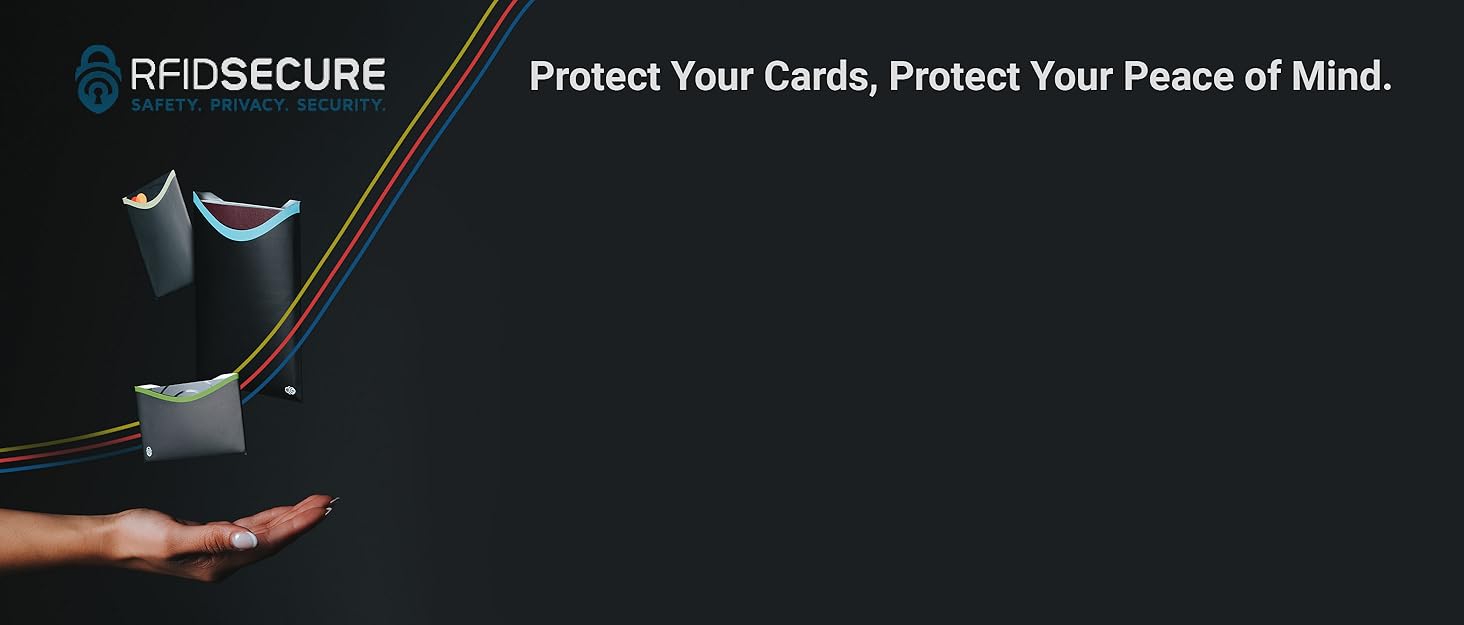 Credit card and passport sleeves hovering over a hand