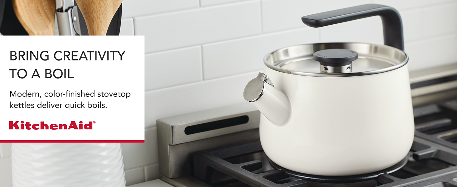 Kitchenaid white whistleing tea kettle