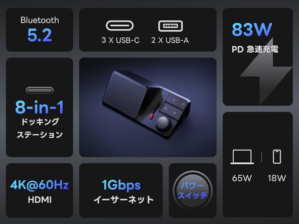 Amazon.co.jp: HiDock H1E 多機能 8-in-1 ドッキング