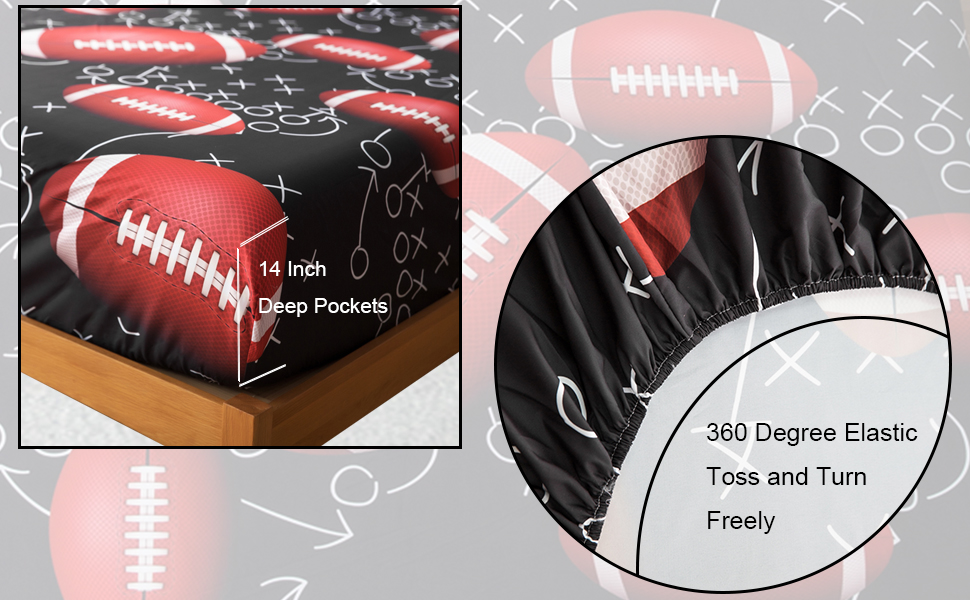 ADASMILE A & S 3D Football Sheet Queen Size Sports Sheets