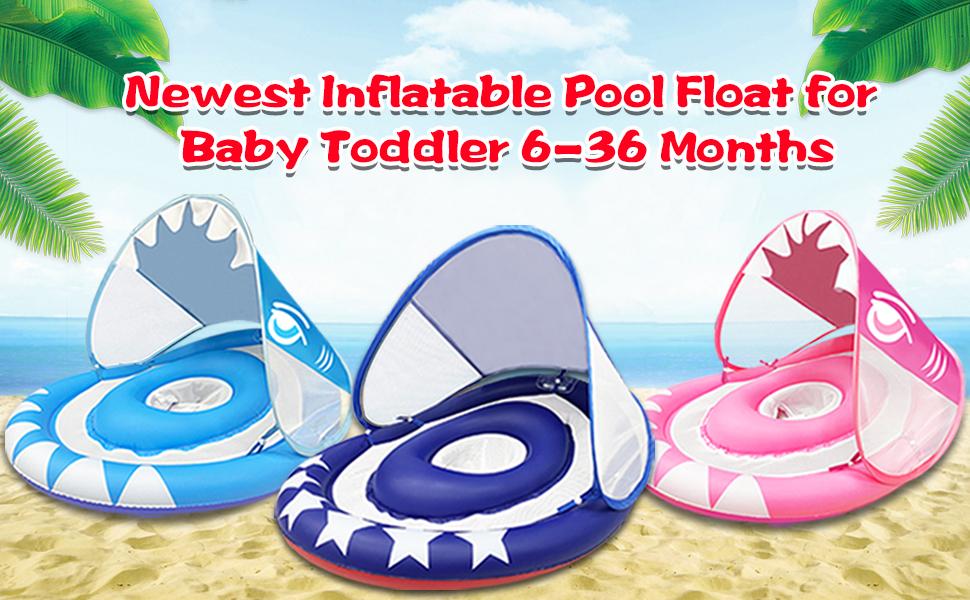 Baby Swimming Pool Float Ring with Removable Sun Canopy