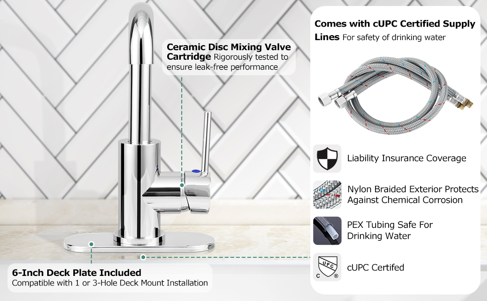 PARLOS Single Handle Wet Bar Faucet Swivel One Hole Kitchen Prep Sink