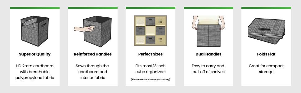 cubby storage bins 13x13 collapsible fabric storage bins insert grey organizing nursery large