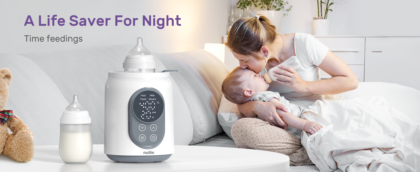 Nuliie Baby Bottle Warmer 6in1 with Digital LCD, Timer, Smart Temperature Control and