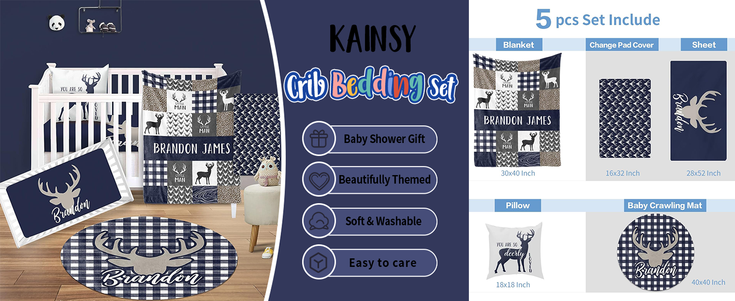 KAINSY Personalized Country Truck Crib Bedding Set for Baby