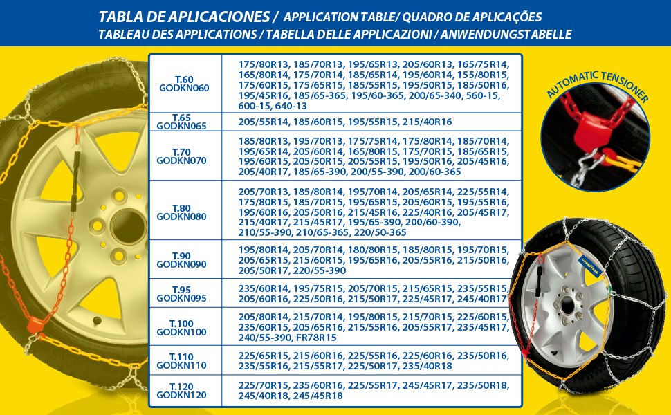 Goodyear GODKN110 Metal snow chains. 9mm, Set of 2. Size T110, T.110