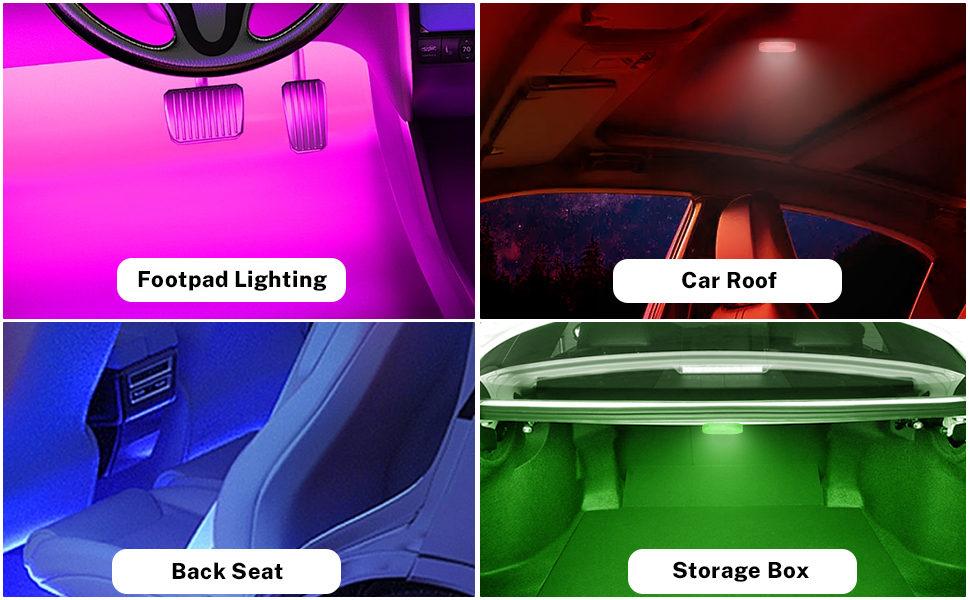 Car Led Lights Interior Wireless led Lights for Car, 7 Colors led