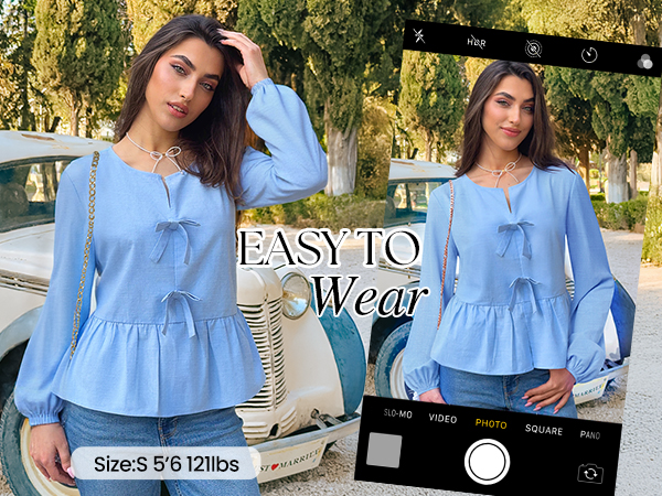 トップス pumpum Amazon.com: ZESICA Women's Long Sleeve Babydoll Tops