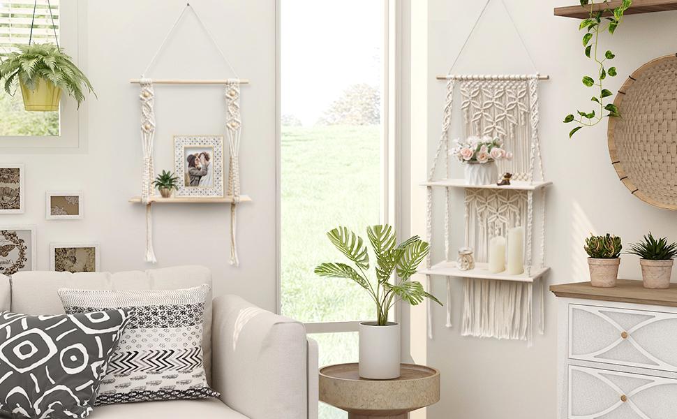 The Top Knott Macrame Wall Hanging Shelf Cotton Rope