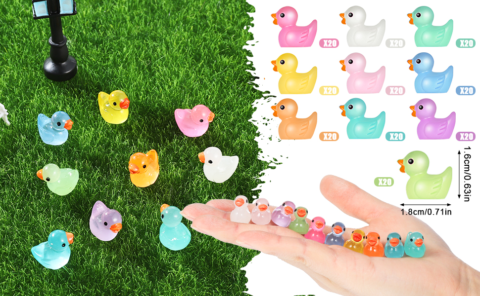 Fuyamp 200Pcs Luminous Mini Resin Ducks Glow in The Dark