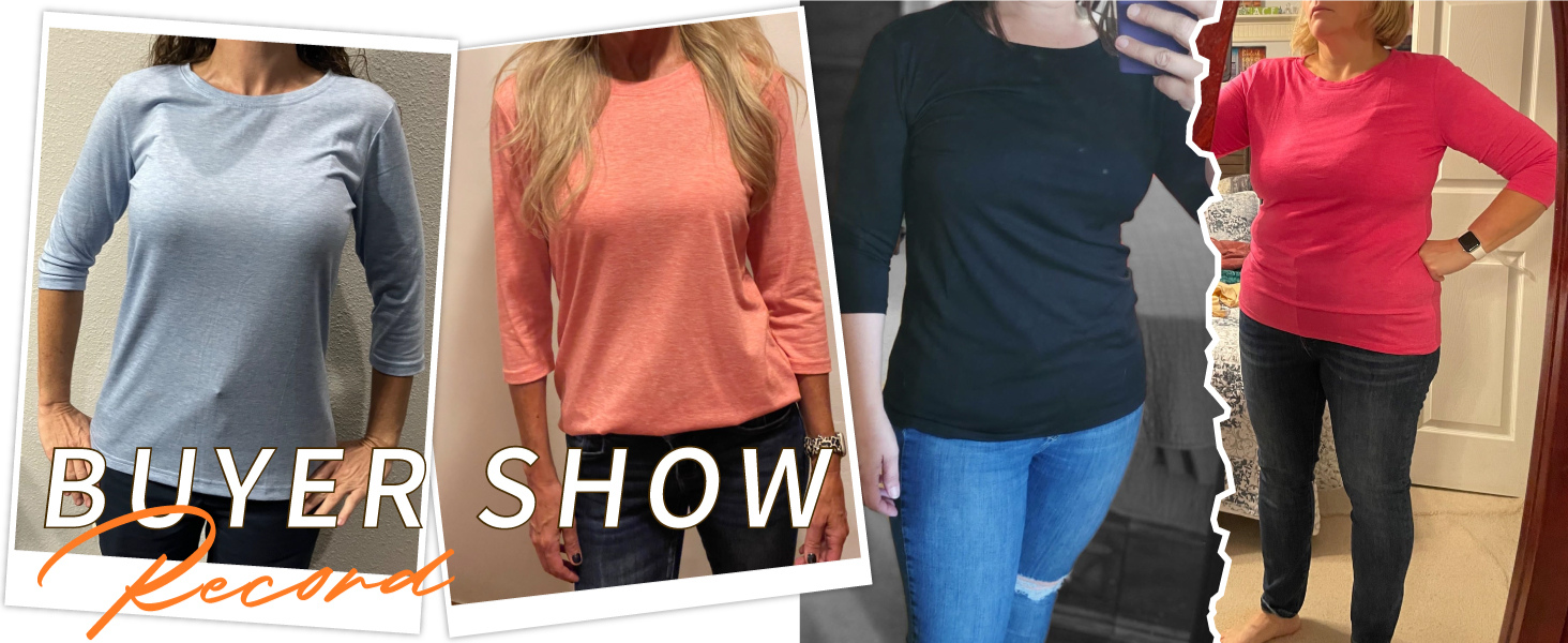 Womens Summer 3/4 Length Sleeve Tops