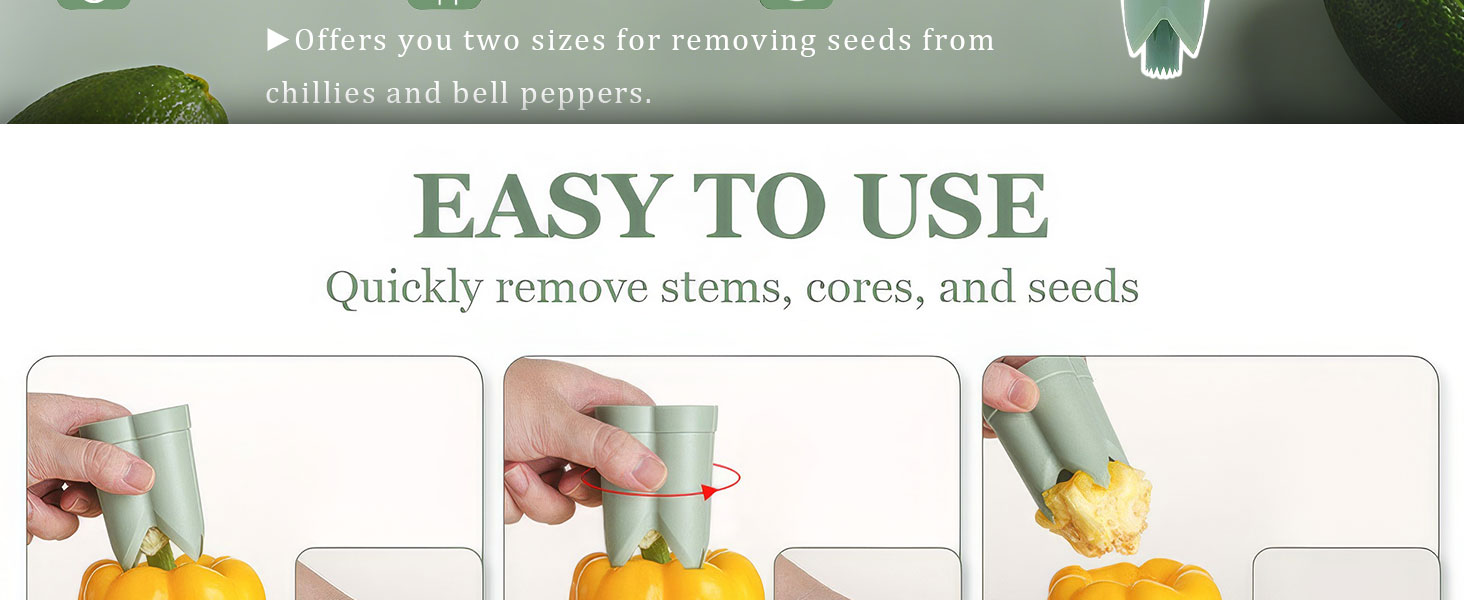 2 in 1 Red Bell Pepper Seed Corer Remover Tool