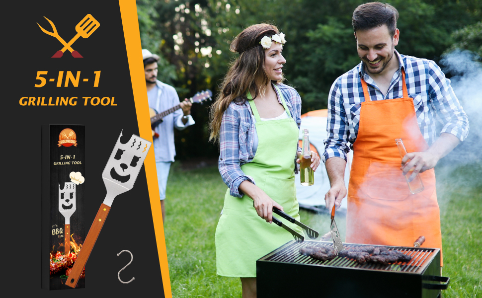5 in 1 Grill Spatula Stainless Steel for Outdoor Grill