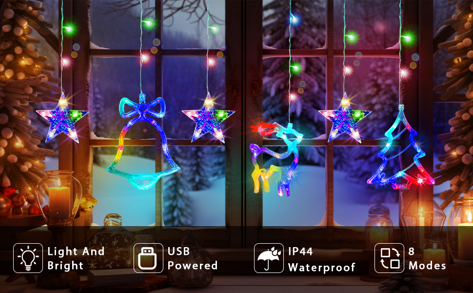 Colorful Christmas Window Lights