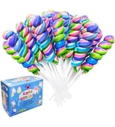 Rainbow Twisty & Swirl Lollipops 32pk, Mermaid Lollipops Candy Individually Wrapped Bulk, Mermaid...