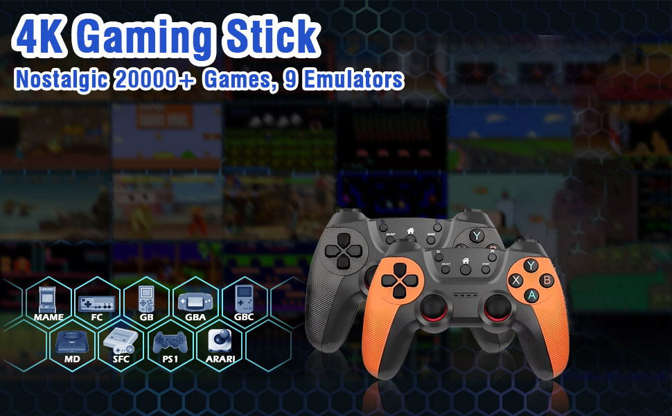Sumkyle 2025 New Wireless Retro Game Console, 4K Retro Game Stick with 20,000+ Games and 9 Emulators Built-in, Plug and Play TV Video Games, 2.4G Wireless Controller(64G) 19 .